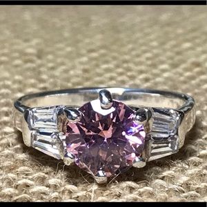Pink CZ sterling silver ring
